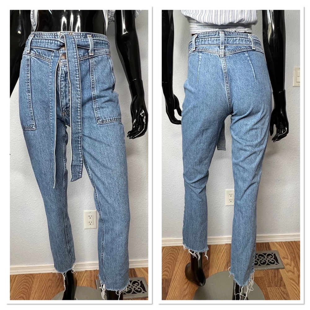 Abercrombie & Fitch A & F Mom Jean Sz 25/0 Regular Cotton Blend w/Removable Belt